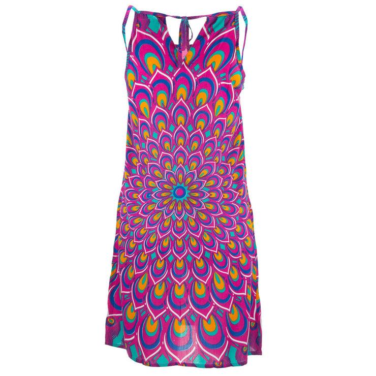 Strappy Dress - Peacock Mandala Pink