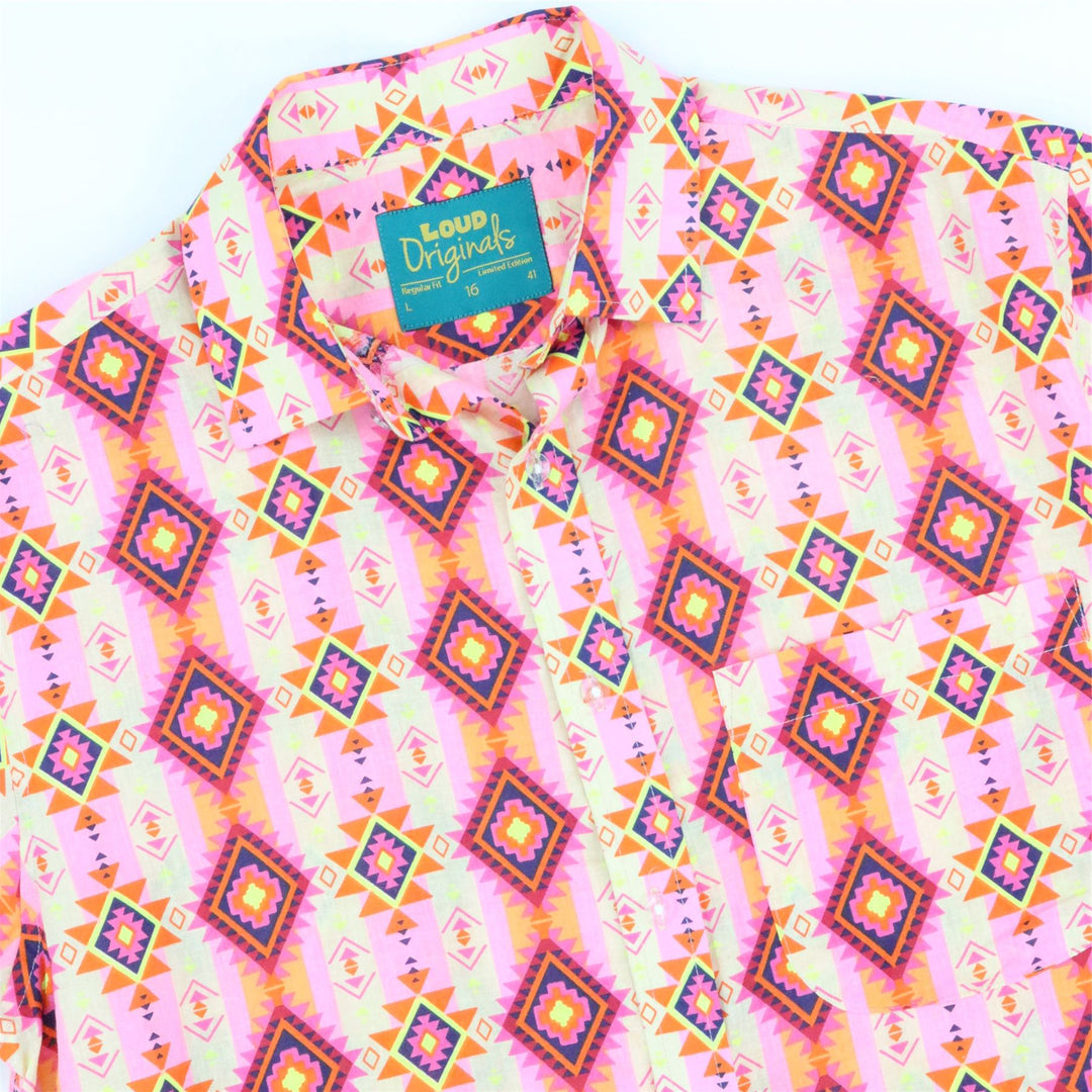 Regular Fit Short Sleeve Shirt - Neon Navajo
