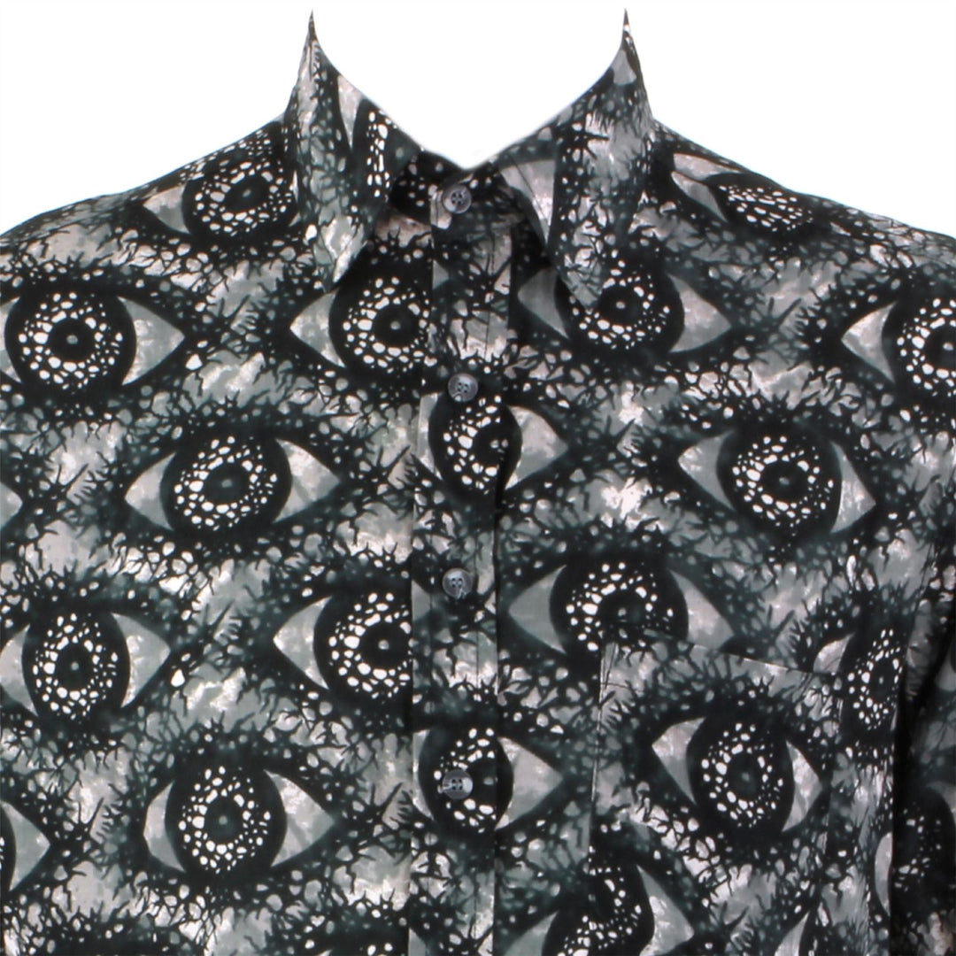 Regular Fit Short Sleeve Shirt - Black & Grey Eyes