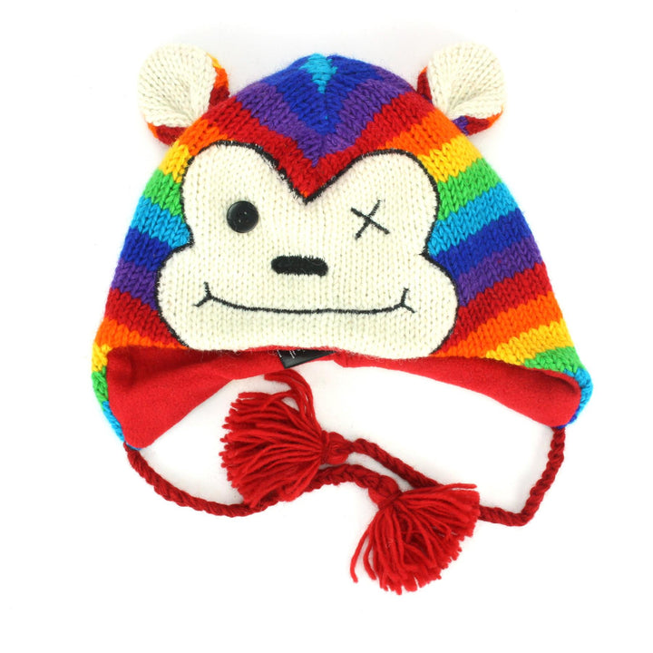 Wool Animal Hat - Rainbow Monkey