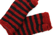 Hand Knitted Wool Arm Warmer - Stripe Red Black