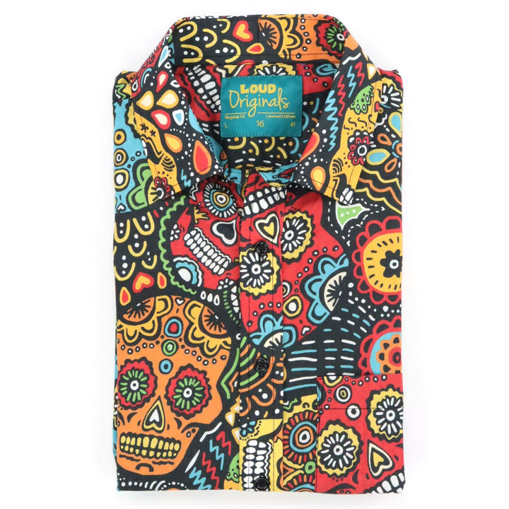 Regular Fit Short Sleeve Shirt - Mexican Calavera Skull
