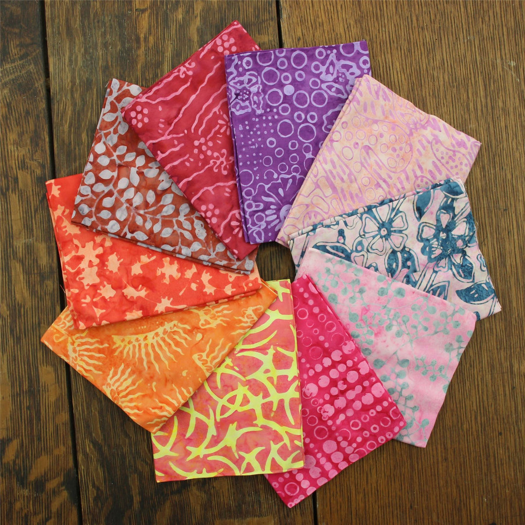 Fat Quarter - 10 Pieces of 19" x 20" Cotton Batik