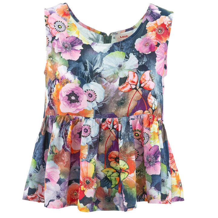 Ruched Box Top - Hollyhooks