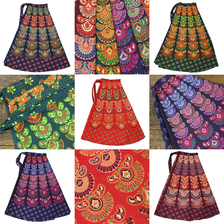 Block Print Mandala Maxi Wrap Skirt - Maroon