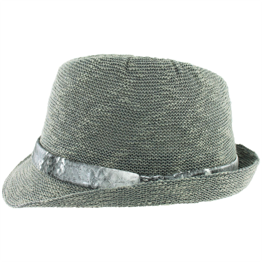 Lightweight trilby hat with faux leather snakeskin band - Dark grey (57cm)