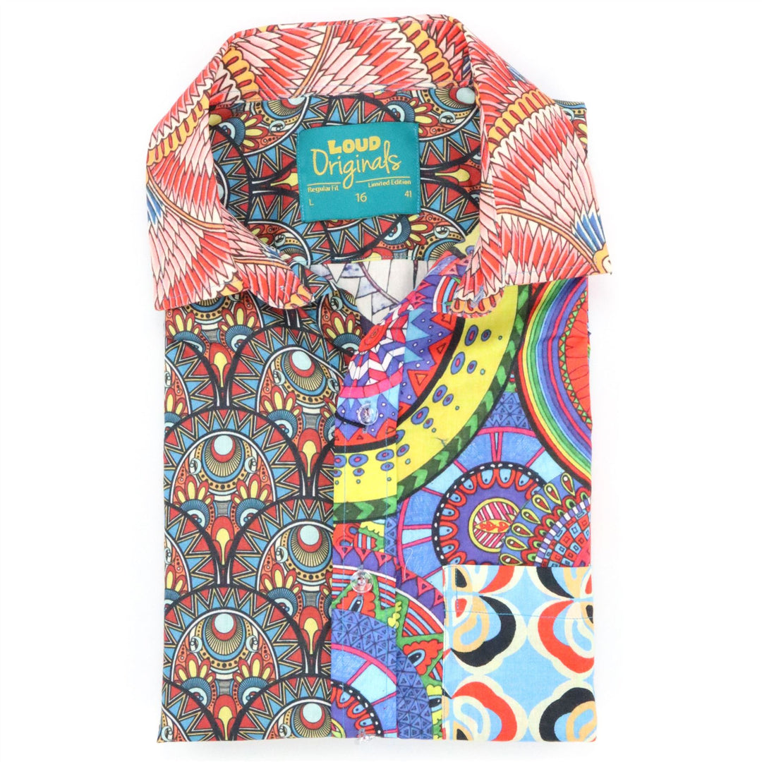 Regular Fit Short Sleeve Shirt - Geo Random Mixed Panel