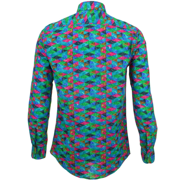 Tailored Fit Long Sleeve Shirt - Pink Blue Harlequin