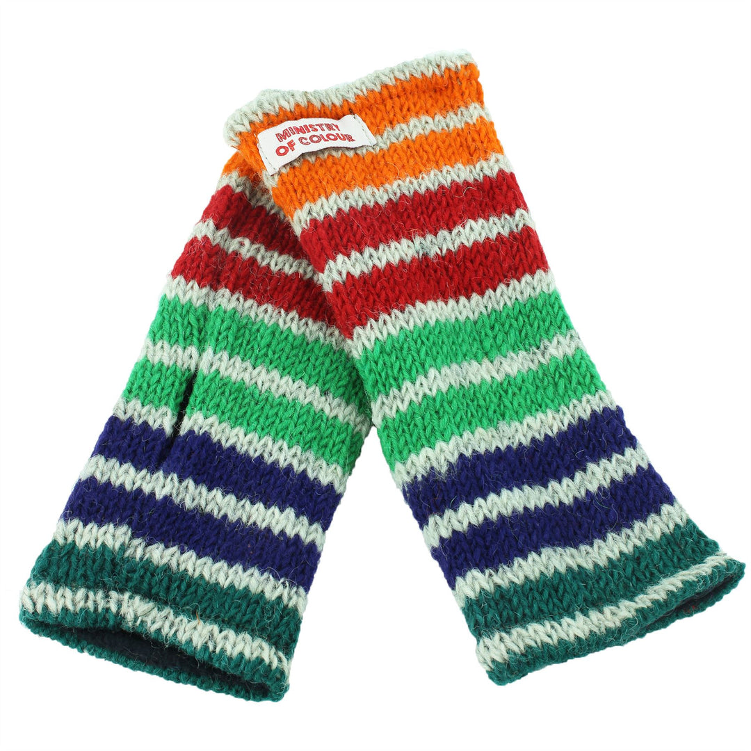 Wool Knit Arm Warmer - Stripe Green