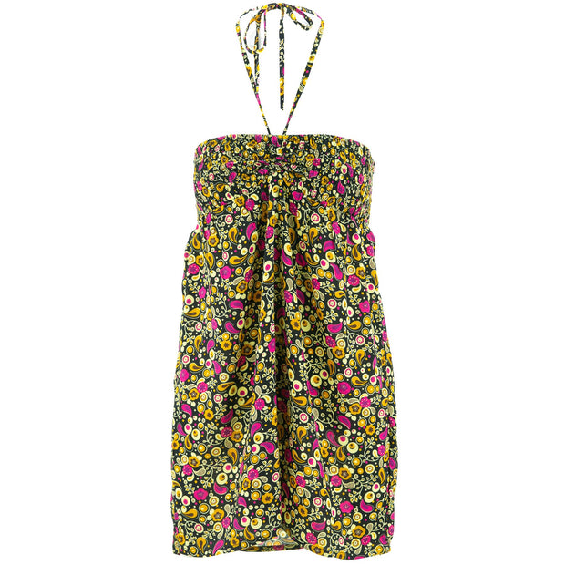 Halterneck Wrinkle Dress - Paisley Garden