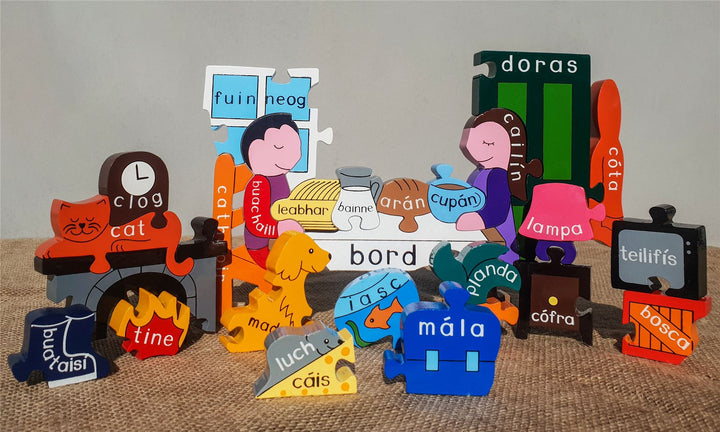 Handmade Wooden Jigsaw Puzzle - Gaelic Sa Bhaile (At Home)