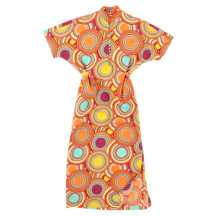 Mandarin Maxi Dress - Retro Circle Orange Mustard