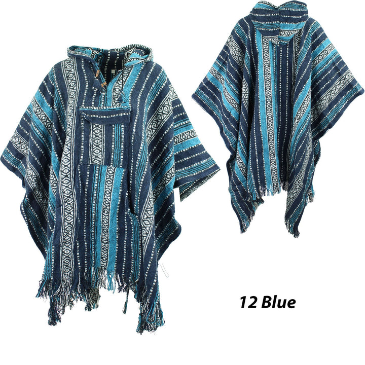 Brushed Gheri Cotton Poncho - 12 Blue