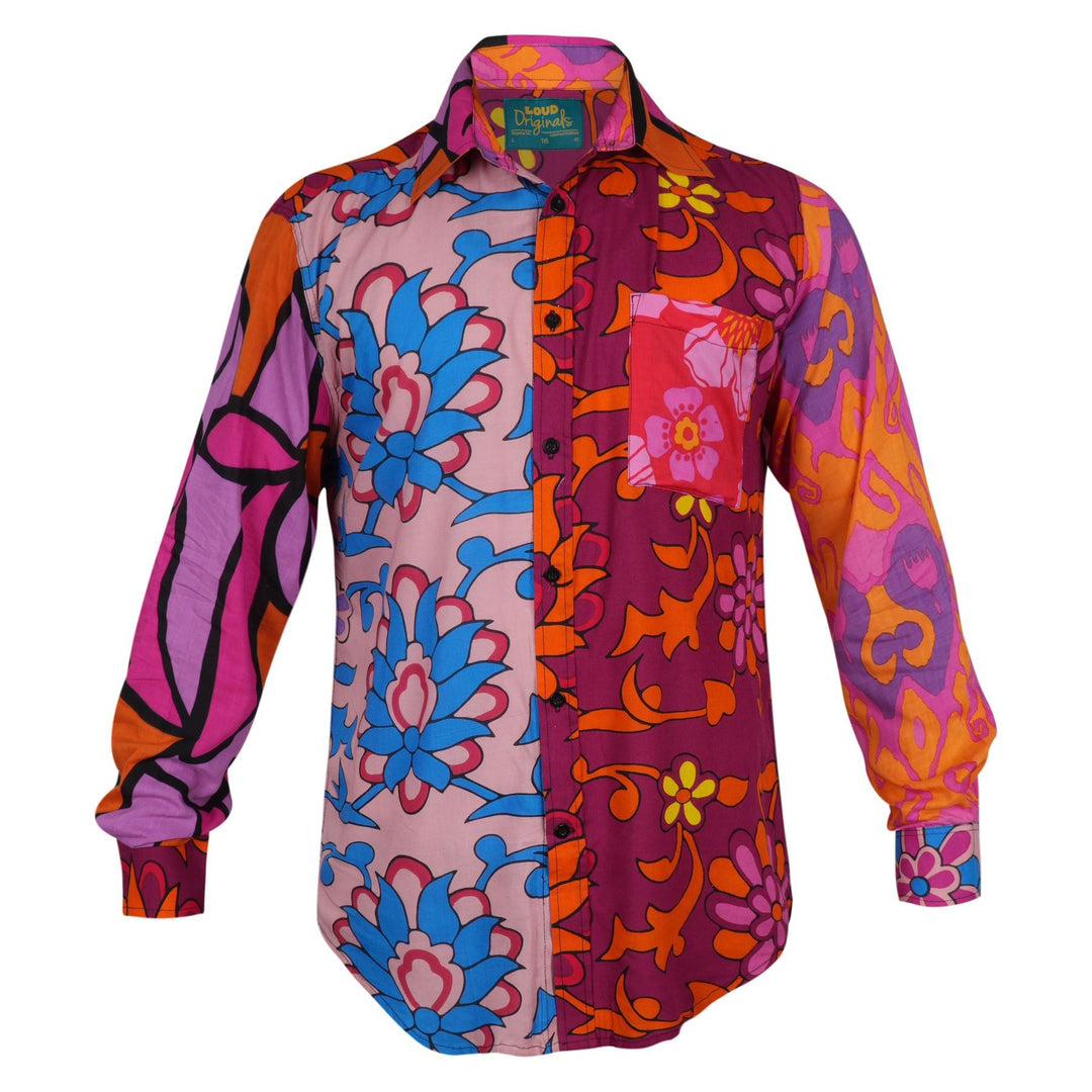 Regular Fit Long Sleeve Shirt - Random Mixed Panel Bold Floral