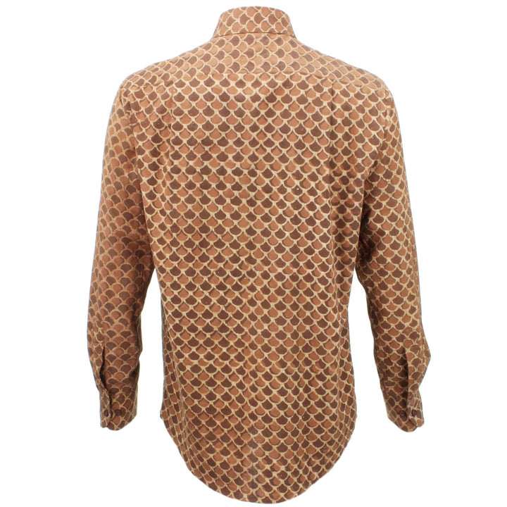 Regular Fit Long Sleeve Shirt - Brown Fish Scales