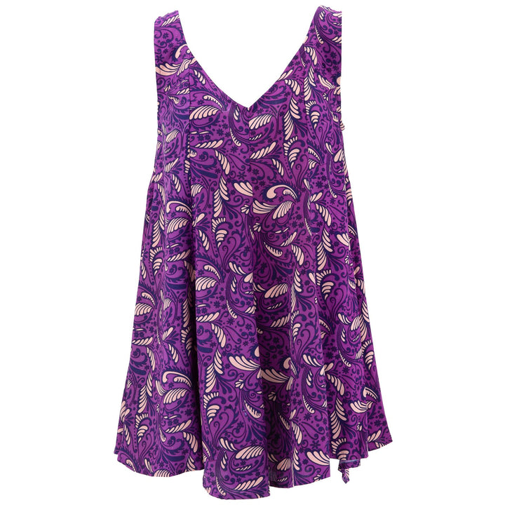 purple floaty dress Abstract Lace Print Skater Dress: Elegant Purple Floaty Dress