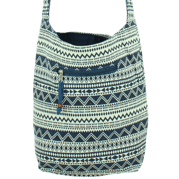 Cotton Canvas Sling Shoulder Bag - Navy