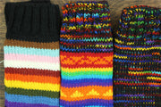 Hand Knitted Wool Leg Warmers - SD Black Rainbow Orange