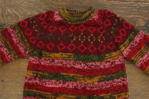 Hand Knitted Wool Jumper - Diamond SD Red