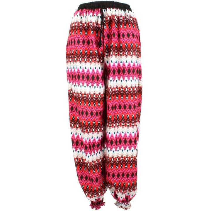 Ali Baba Trousers - Zig Zag Geometric (Pink, White & Black)