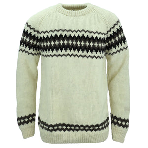 Handgestrickter Wollpullover – Fairisle-Creme