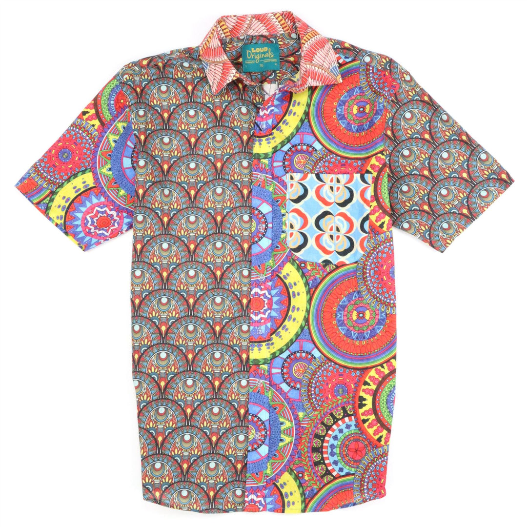 Regular Fit Short Sleeve Shirt - Geo Random Mixed Panel