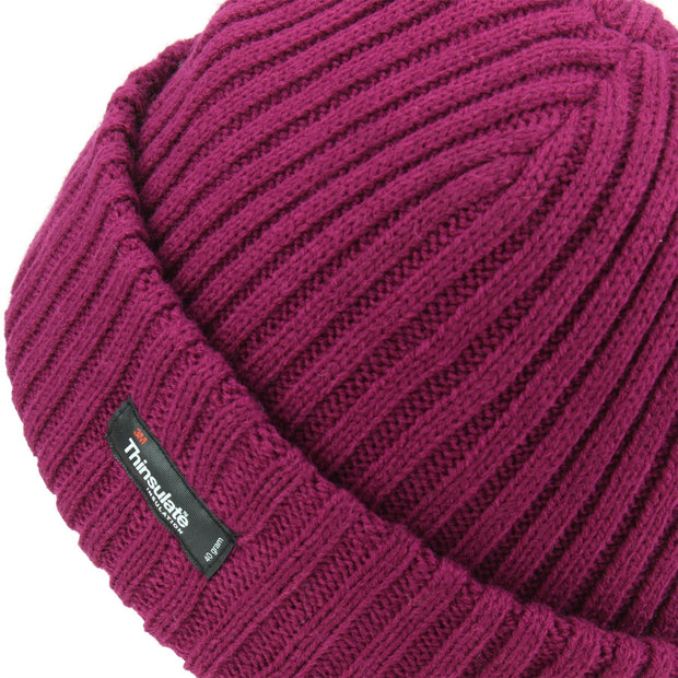 Chunky Knit Beanie Hat - Dark Pink