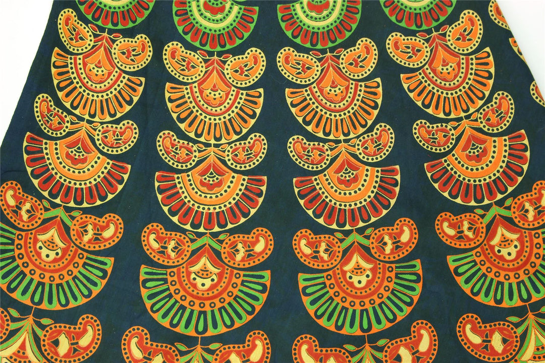 Block Print Mandala Maxi Wrap Skirt - Green