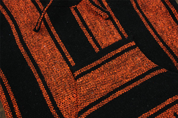 Recycled Mexican Baja Jerga Hoody - Orange Black