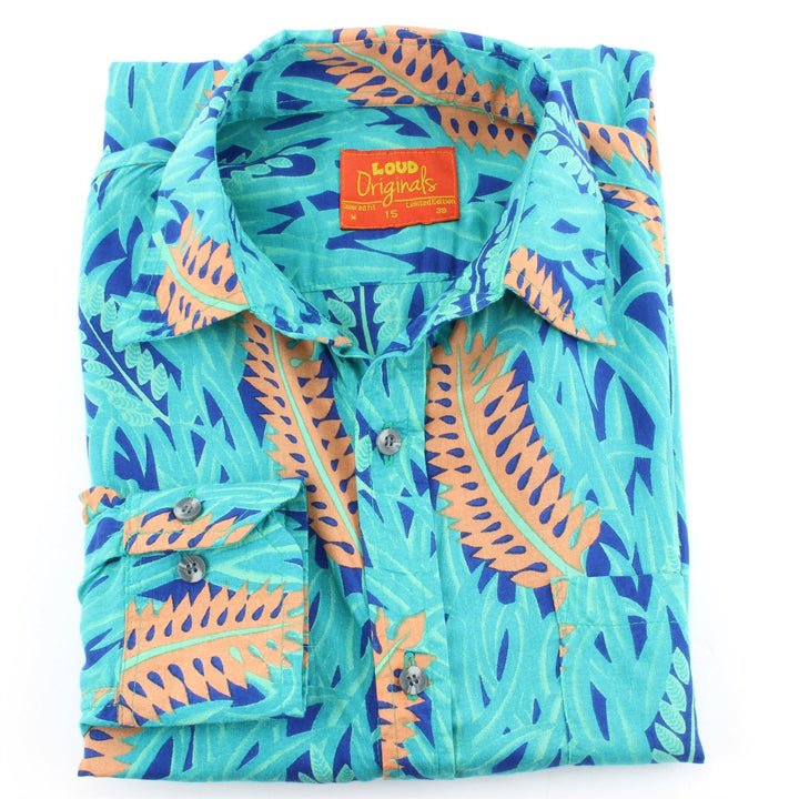 Tailored Fit Long Sleeve Shirt - Orange feathers & green grass