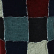 Wool Knit Patchwork Hooded Jacket - Maroon