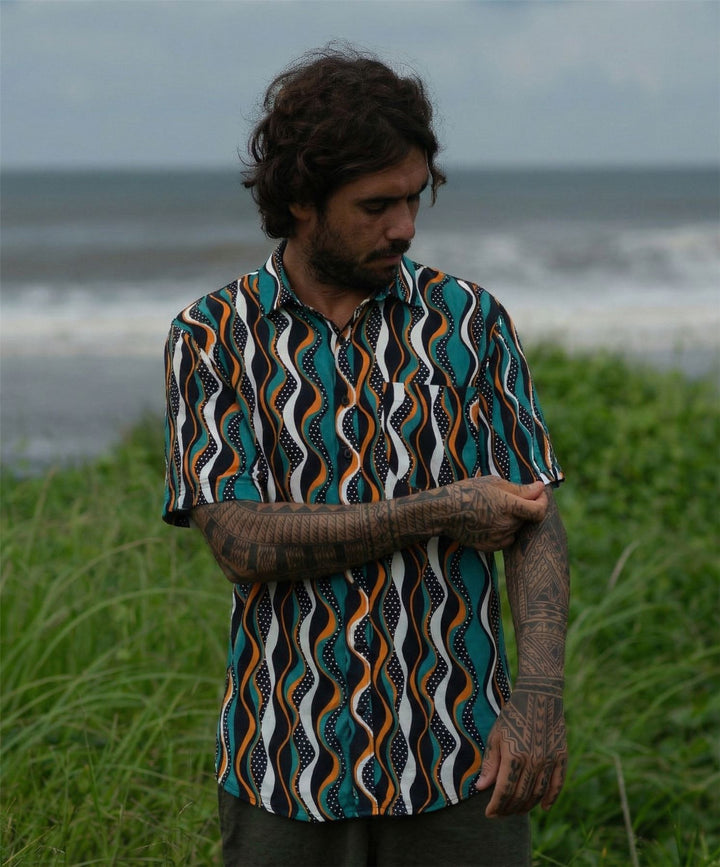 Regular Fit Short Sleeve Shirt - Teal Wiggle