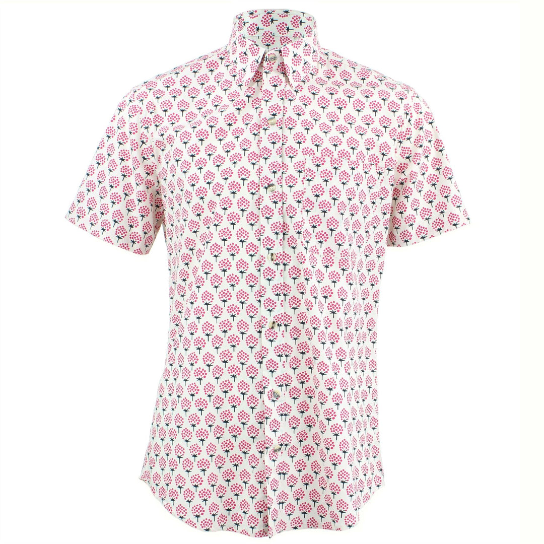 Tailored Fit Short Sleeve Shirt - Raspberries