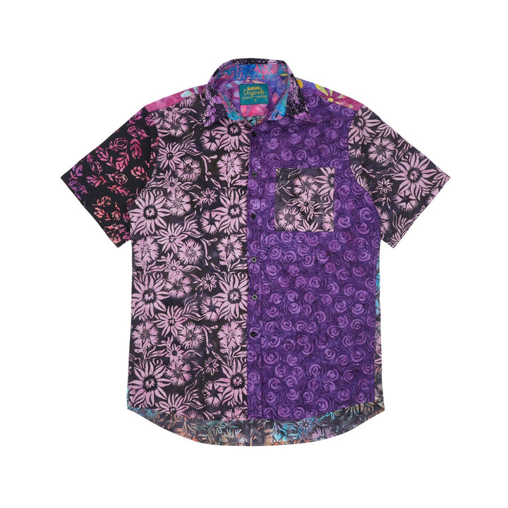 Regular Fit Short Sleeve Shirt - Random Mixed Panel Batik Purple