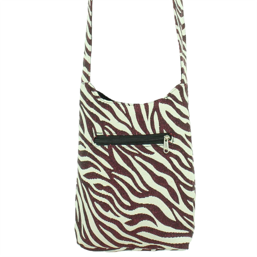 Cotton Canvas Sling Shoulder Bag - Zebra Red