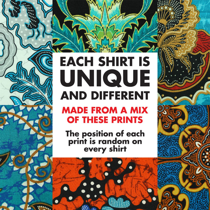 Regular Fit Short Sleeve Shirt - Random Mixed Panel - Batik