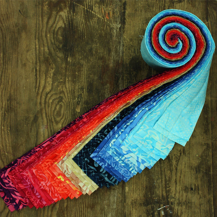 Jelly Roll - 40 Strips of 2.5" x 37" Cotton Batik