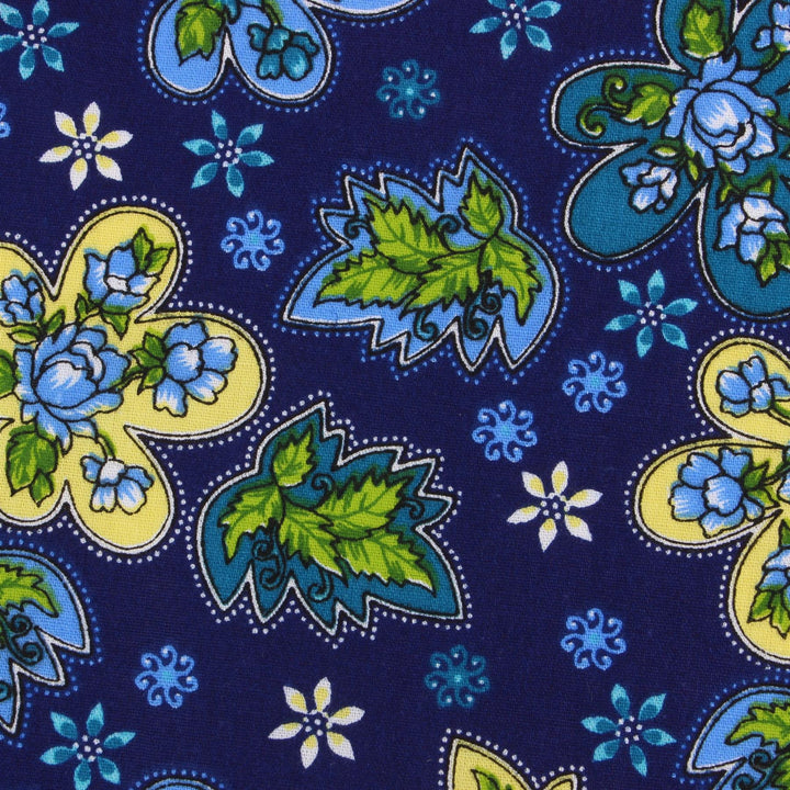 Tailored Fit Long Sleeve Shirt - Blue Floral on Navy