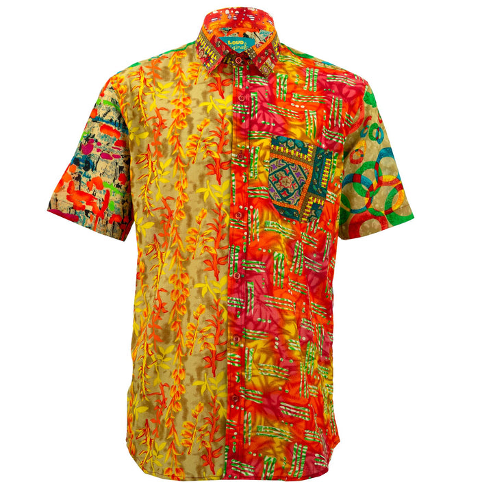 Regular Fit Short Sleeve Shirt - Random Mixed Panel Orange