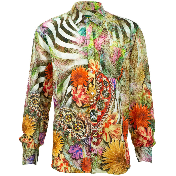 Regular Fit Long Sleeve Shirt - Floral Zebra