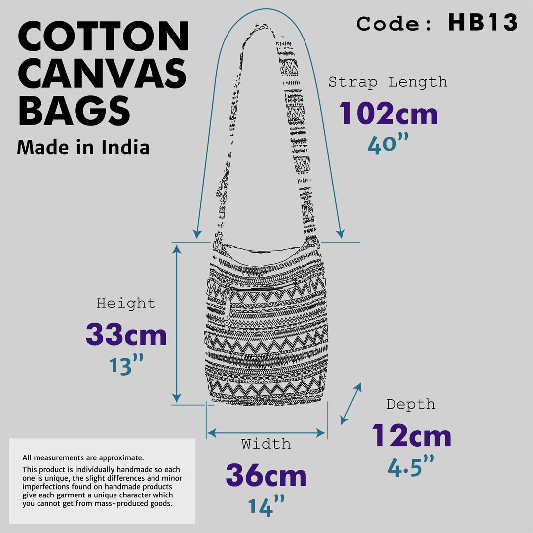 Cotton Canvas Sling Shoulder Bag - Red Black