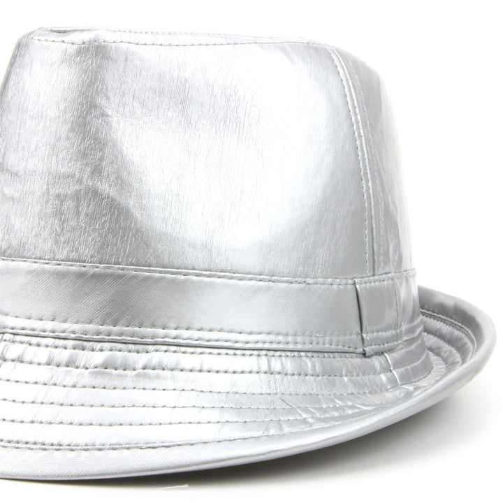 Shiny PU leather trilby hat - Silver