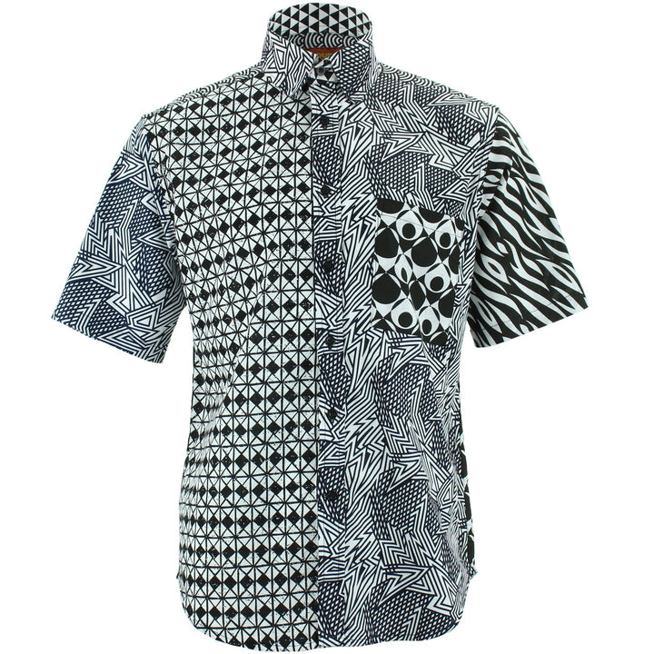 Regular Fit Short Sleeve Shirt - Random Mixed Panel - Mono