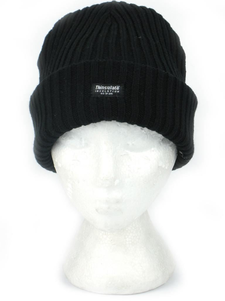 Chunky Knit Beanie Hat - Black