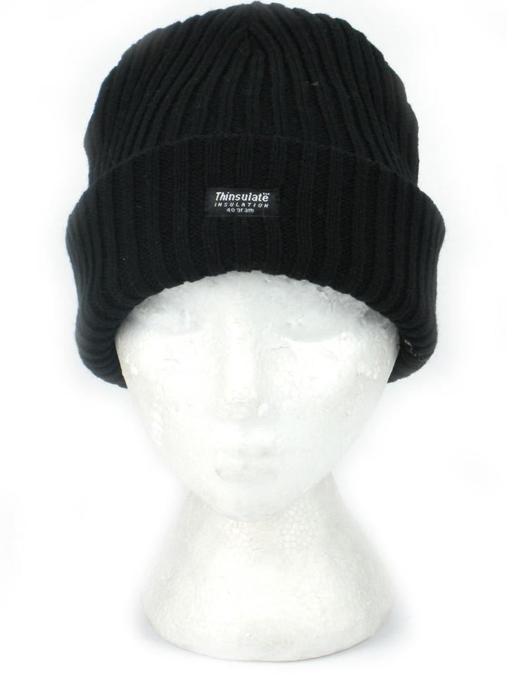 Chunky Knit Beanie Hat - Black