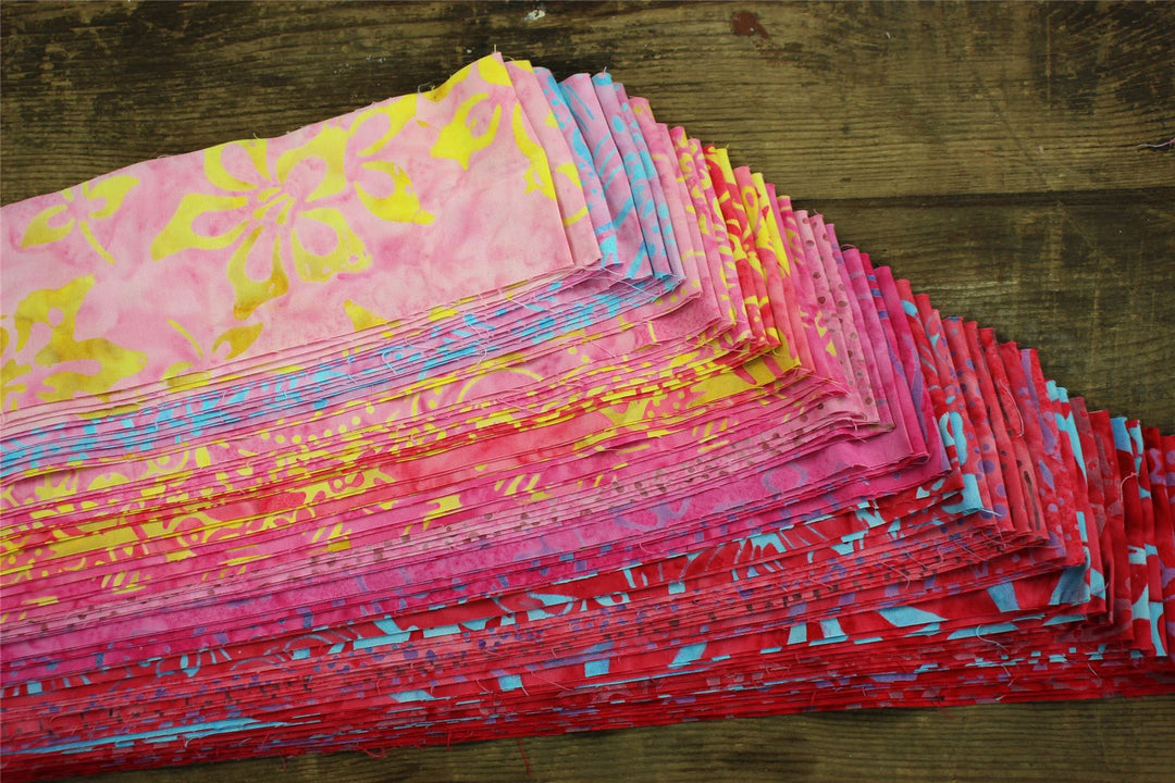 Cotton Batik Pre Cut Fabric Bundles - Jelly Roll  - Love & Pink