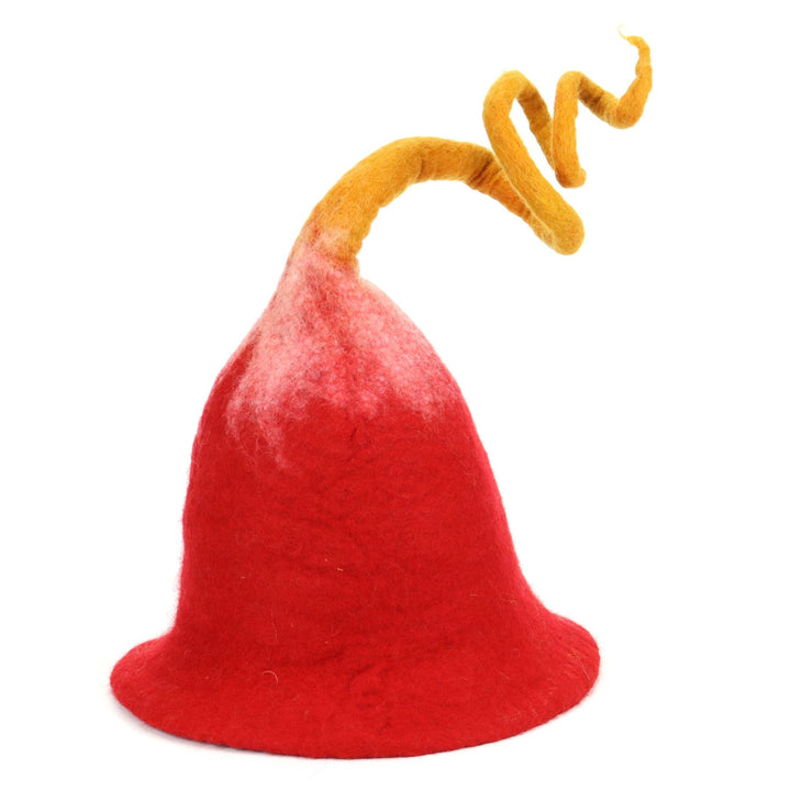 LoudElephant Handcrafted Wool Felt Hat from Nepal - Red Spiral