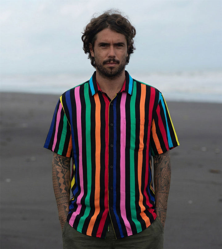 Regular Fit Short Sleeve Shirt - Neon Rainbow