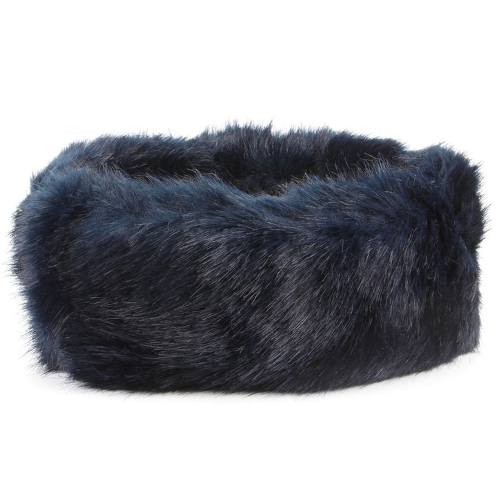 Elasticated Faux Fur headband with fleece lining - Navy