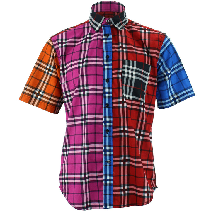 Regular Fit Short Sleeve Shirt - Random Mixed Panel - Tartan